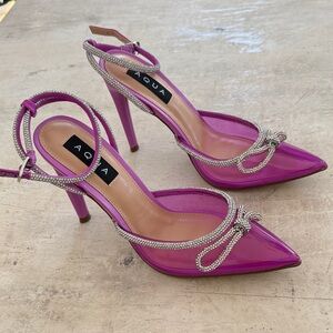 Aqua Women's Fuchsia Heels with Silver Accents